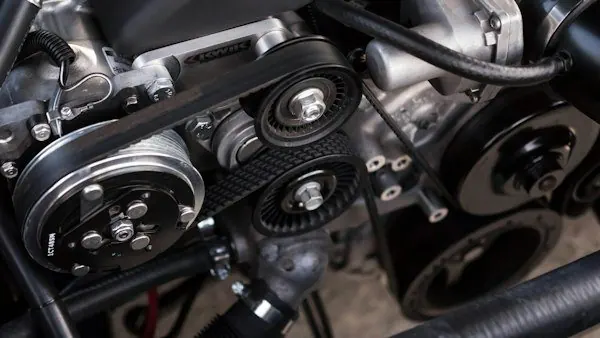 CNC machined aluminum EV motor bracket and pulley assembly